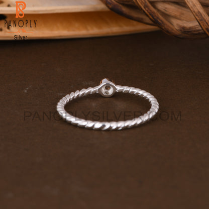White Topaz Round Twist 925 Sterling Silver Ring