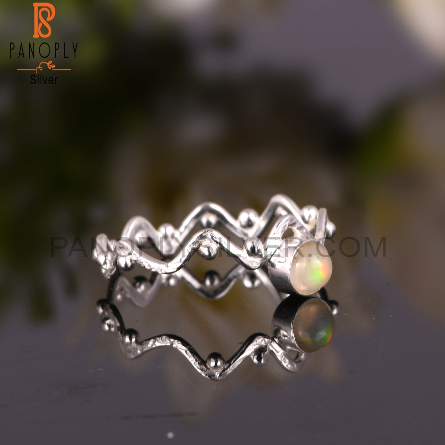 Zig Zag Ethiopian Opal 925 Sterling Silver Ring