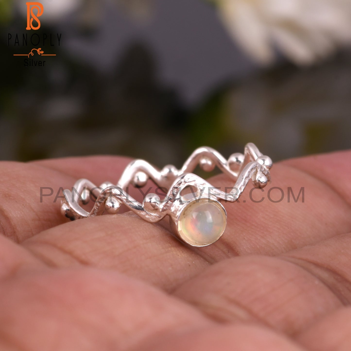Zig Zag Ethiopian Opal 925 Sterling Silver Ring