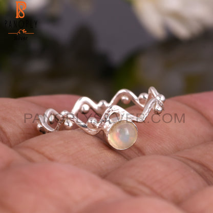 Zig Zag Ethiopian Opal 925 Sterling Silver Ring