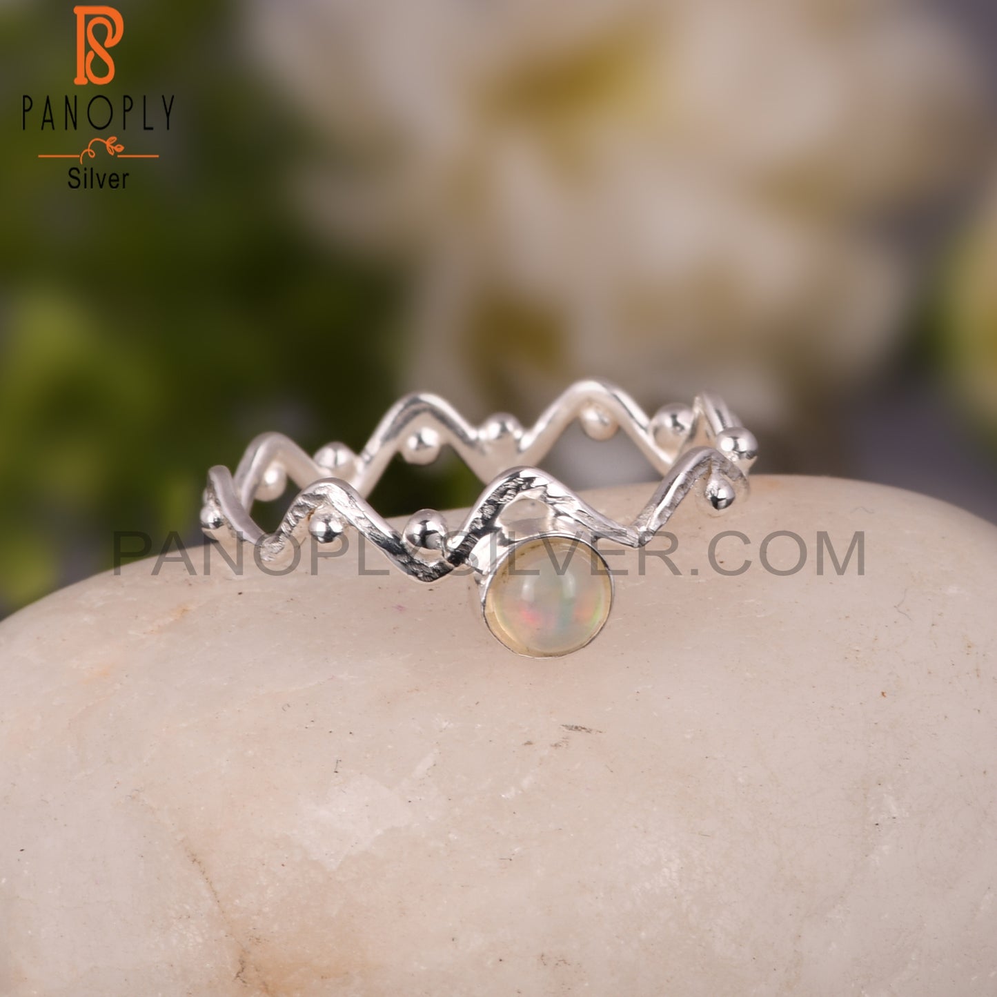 Zig Zag Ethiopian Opal 925 Sterling Silver Ring