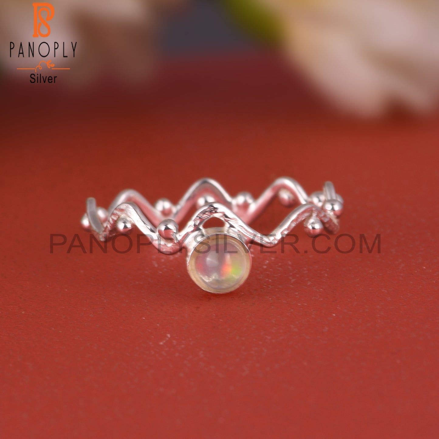 Zig Zag Ethiopian Opal 925 Sterling Silver Ring