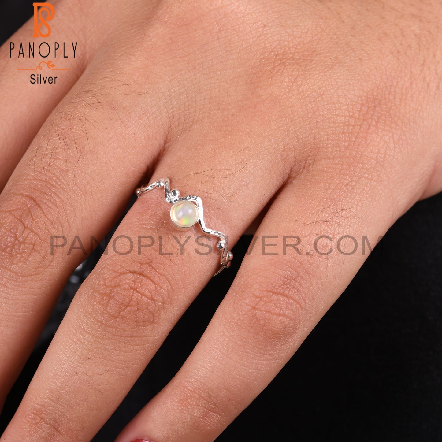 Zig Zag Ethiopian Opal 925 Sterling Silver Ring