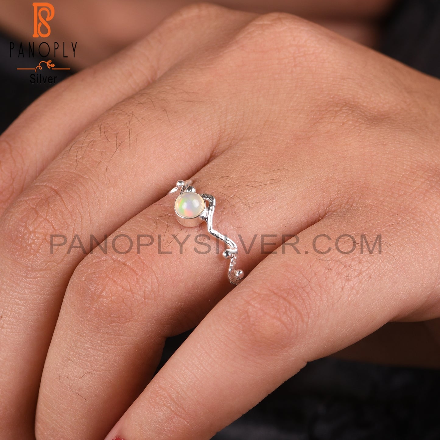 Zig Zag Ethiopian Opal 925 Sterling Silver Ring