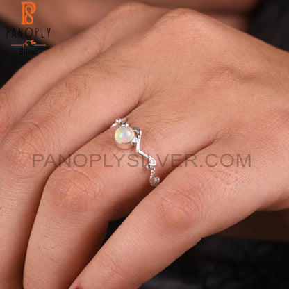 Zig Zag Ethiopian Opal 925 Sterling Silver Ring