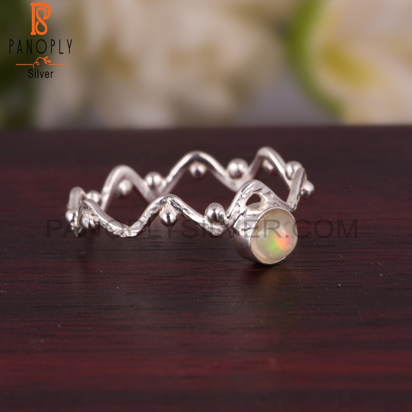 Zig Zag Ethiopian Opal 925 Sterling Silver Ring