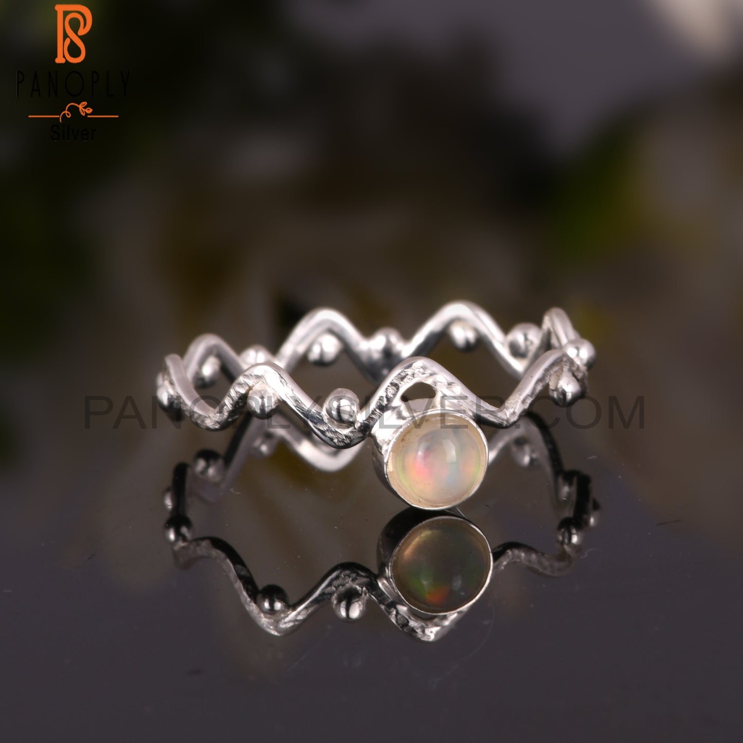 Zig Zag Ethiopian Opal 925 Sterling Silver Ring