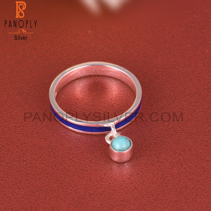Arizona Turquoise Round Shape Silver Cute Ring