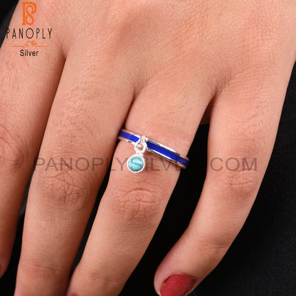 Arizona Turquoise Round Shape Silver Cute Ring