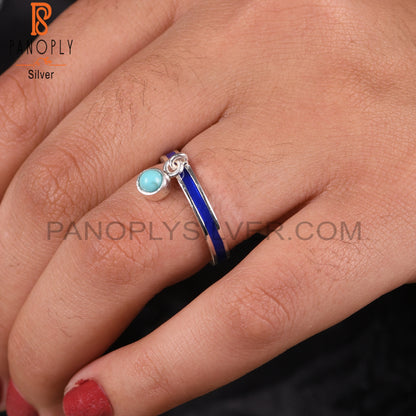 Arizona Turquoise Round Shape Silver Cute Ring