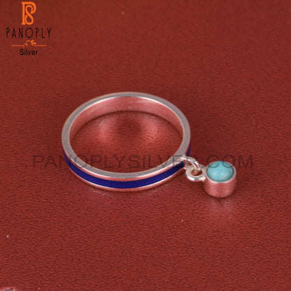 Arizona Turquoise Round Shape Silver Cute Ring