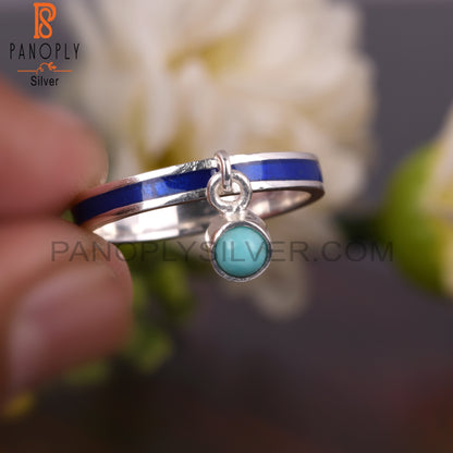 Arizona Turquoise Round Shape Silver Cute Ring