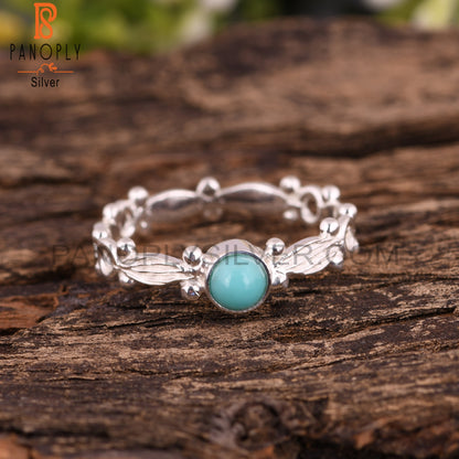 Arizona Turquoise Round Shape 925 Sterling Silver Twist Ring