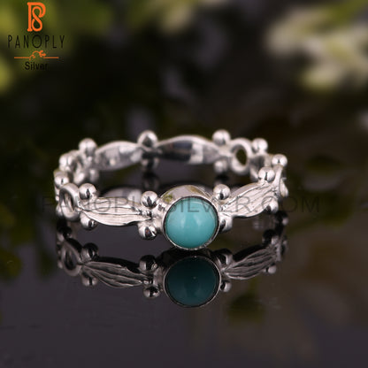 Arizona Turquoise Round Shape 925 Sterling Silver Twist Ring