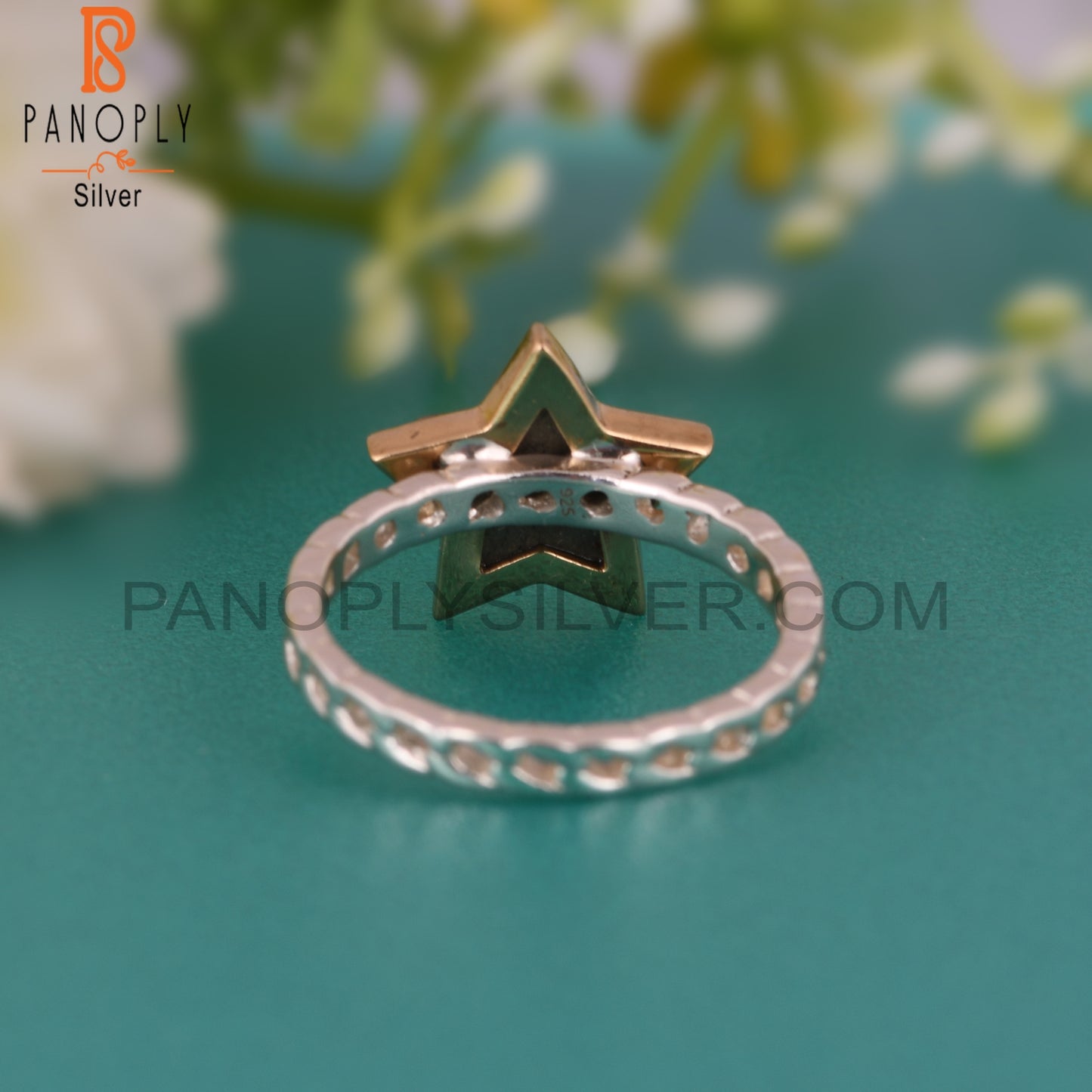 Pyrite Star Shape 925 Sterling Silver Twist Band Ring
