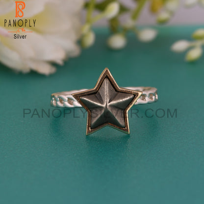Pyrite Star Shape 925 Sterling Silver Twist Band Ring