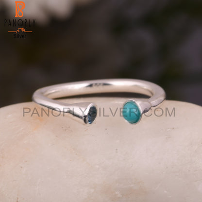 925 Sterling Silver Arizona Turquoise & Blue Topaz Ring