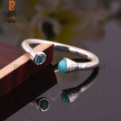 925 Sterling Silver Arizona Turquoise & Blue Topaz Ring