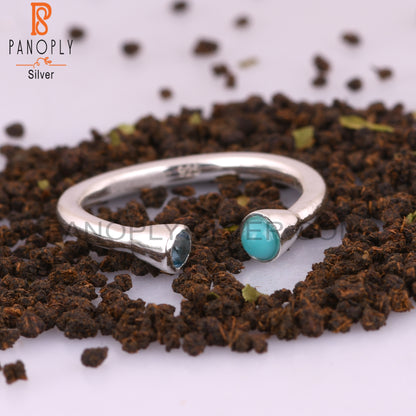 925 Sterling Silver Arizona Turquoise & Blue Topaz Ring