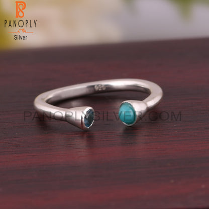 925 Sterling Silver Arizona Turquoise & Blue Topaz Ring