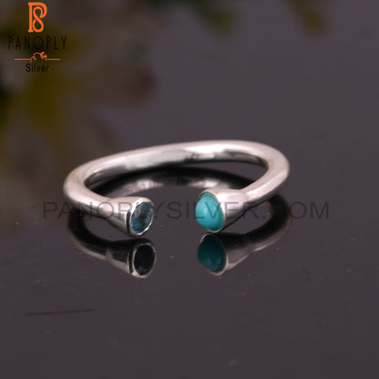 925 Sterling Silver Arizona Turquoise & Blue Topaz Ring