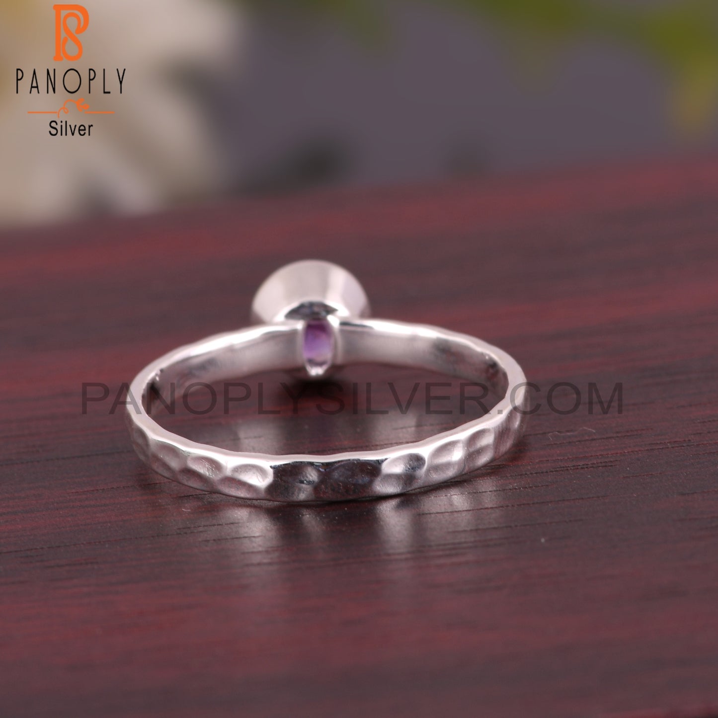 Texture Band 925 Sterling Silver Amethyst Ring