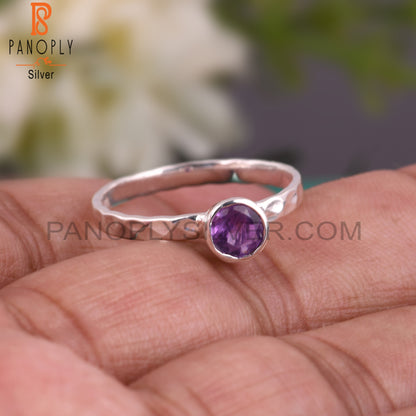 Texture Band 925 Sterling Silver Amethyst Ring