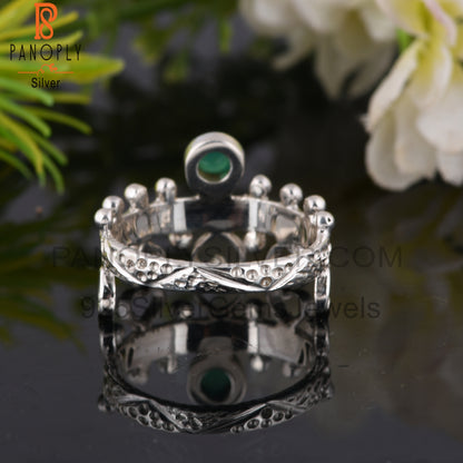 Hypoallergenic Green Onyx Round 925 Sterling Silver Ring