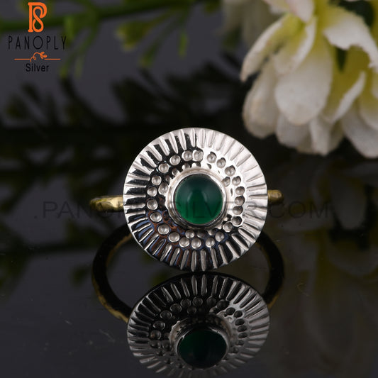 Green Onyx Chakra 925 Sterling Silver Ring