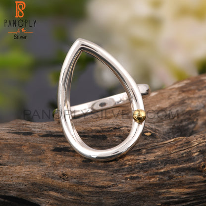 Handmade Pear Two Tone 925 Sterling Silver Ring