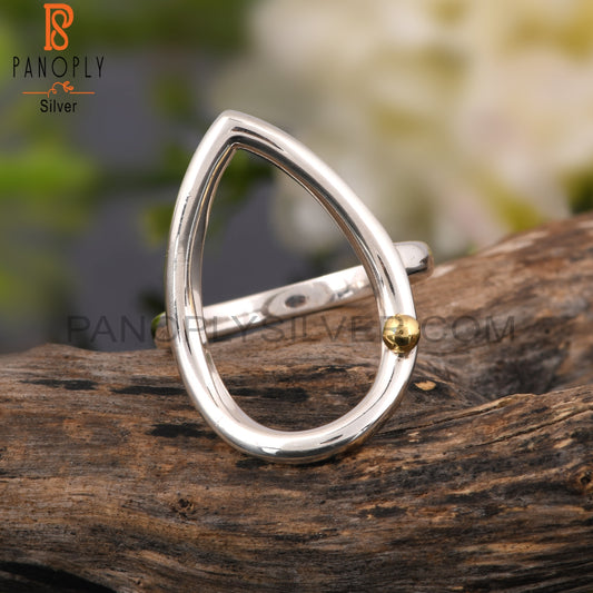 Handmade Pear Two Tone 925 Sterling Silver Ring