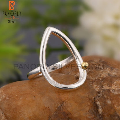 Handmade Pear Two Tone 925 Sterling Silver Ring