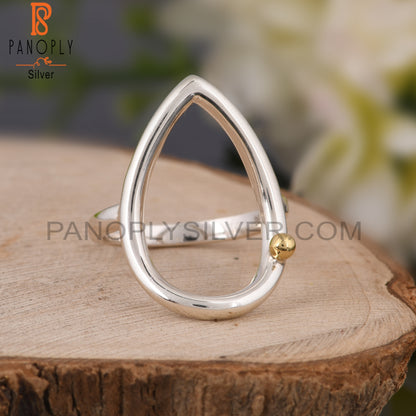 Handmade Pear Two Tone 925 Sterling Silver Ring