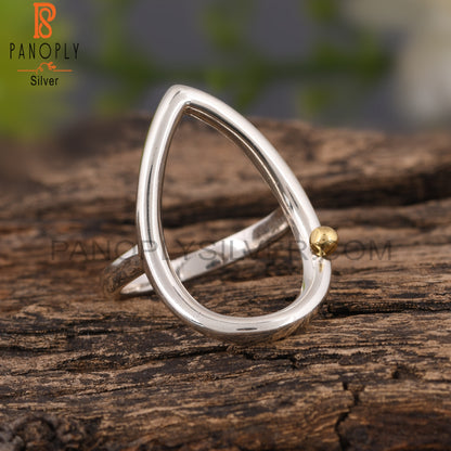 Handmade Pear Two Tone 925 Sterling Silver Ring