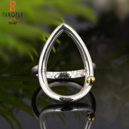 Handmade Pear Two Tone 925 Sterling Silver Ring