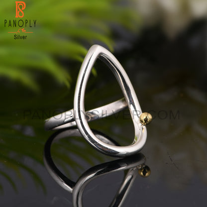 Handmade Pear Two Tone 925 Sterling Silver Ring