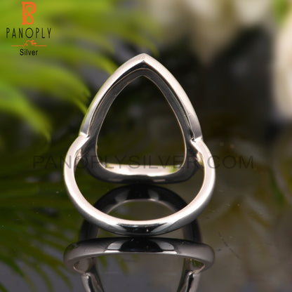 Handmade Pear Two Tone 925 Sterling Silver Ring