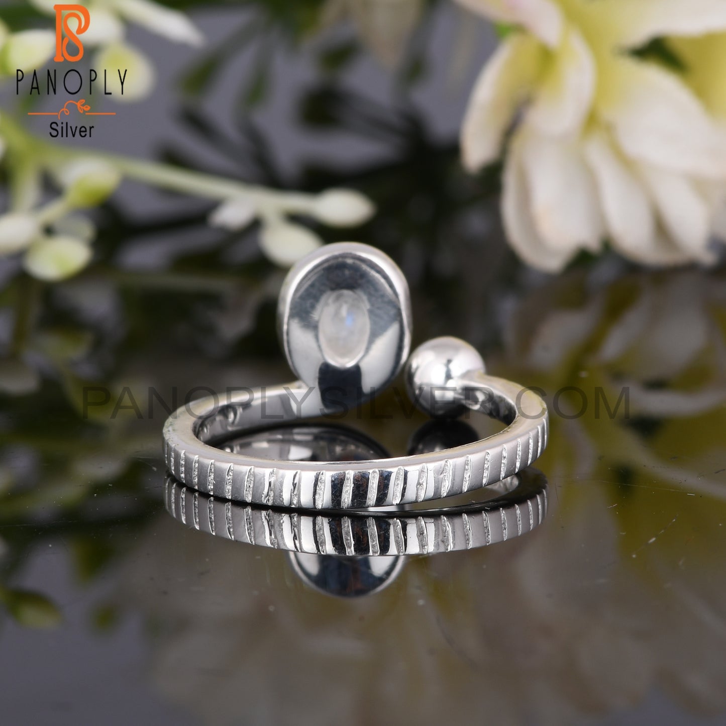 Rainbow Moonstone Aesthetic 925 Sterling Silver Ring