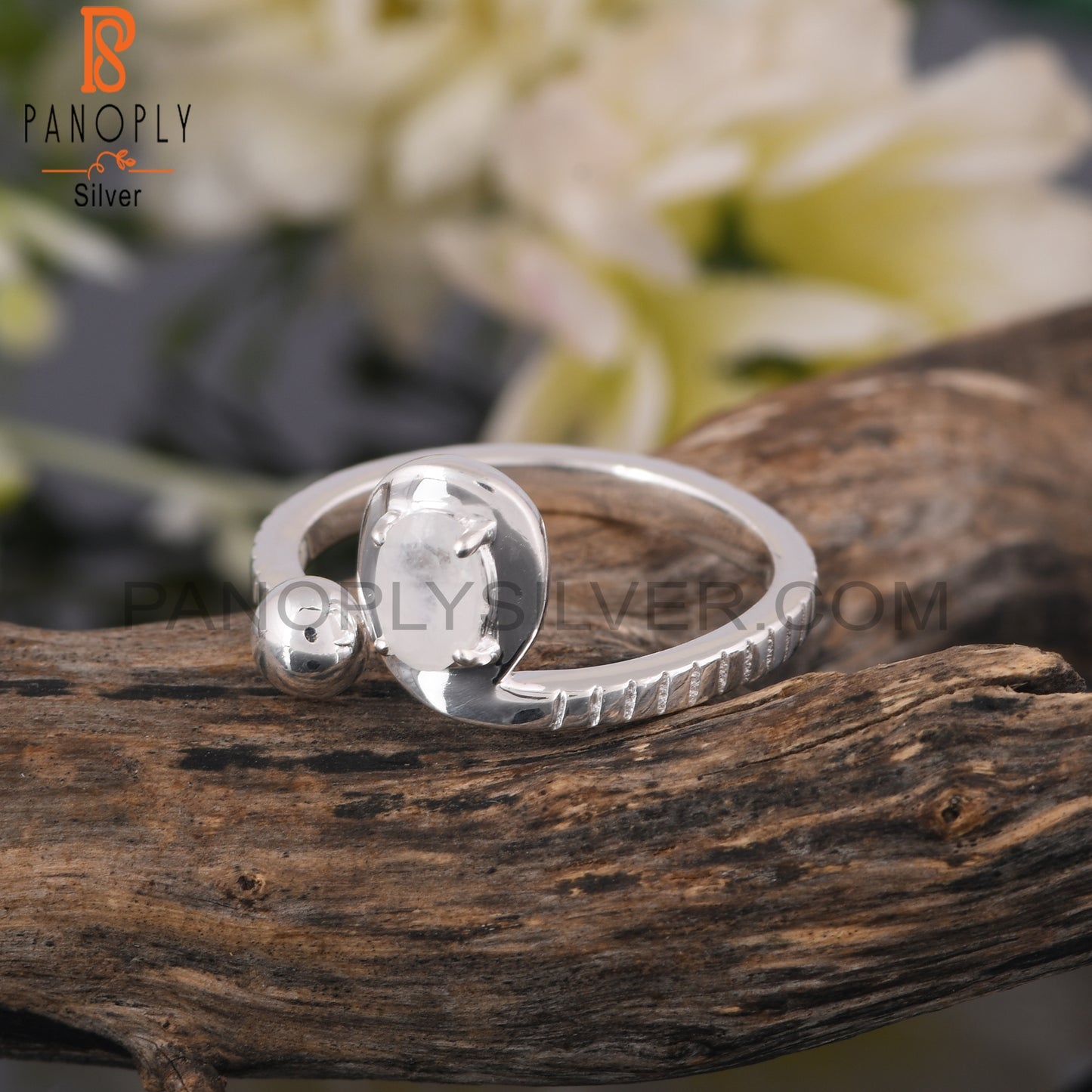 Rainbow Moonstone Aesthetic 925 Sterling Silver Ring