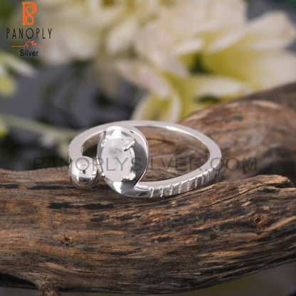 Rainbow Moonstone Aesthetic 925 Sterling Silver Ring