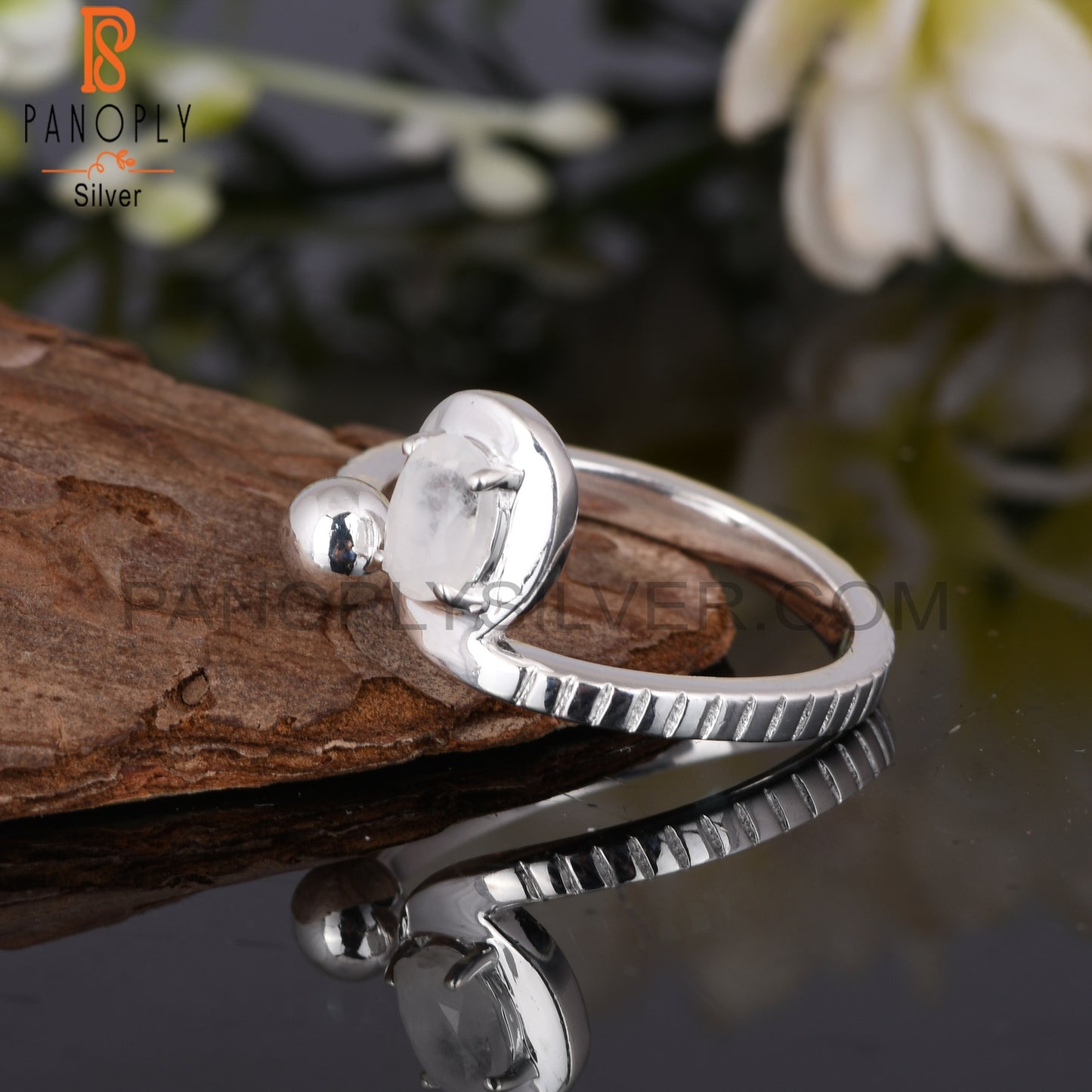 Rainbow Moonstone Aesthetic 925 Sterling Silver Ring
