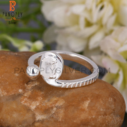 Rainbow Moonstone Aesthetic 925 Sterling Silver Ring
