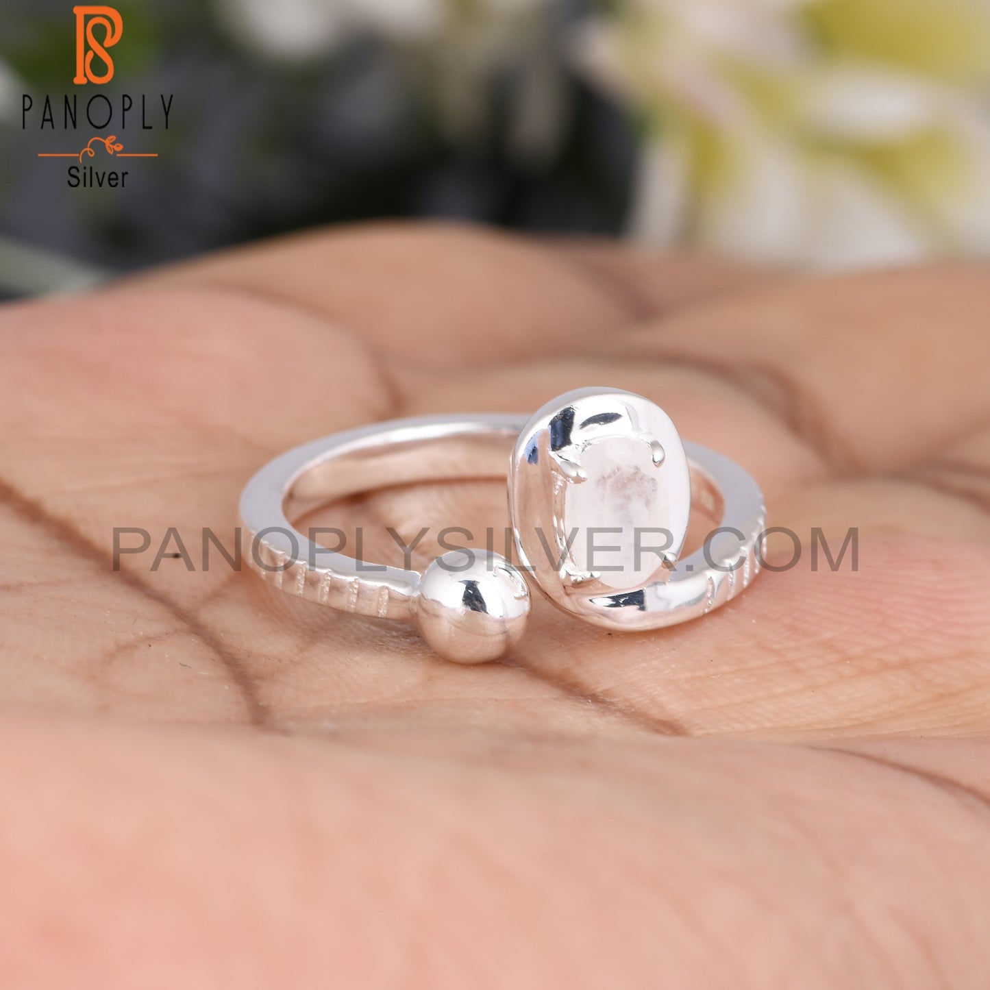 Rainbow Moonstone Aesthetic 925 Sterling Silver Ring