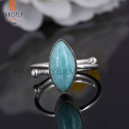 Amazonite Marquise Openable 925 Sterling Silver Ring