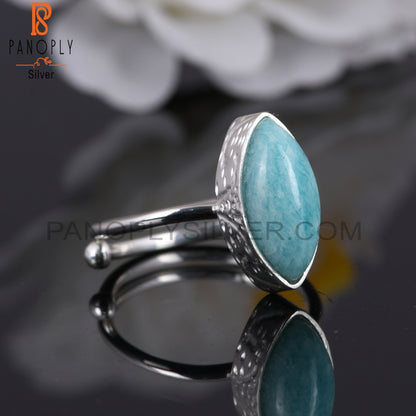 Amazonite Marquise Openable 925 Sterling Silver Ring