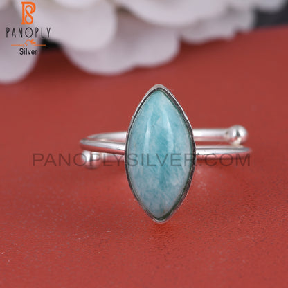 Amazonite Marquise Openable 925 Sterling Silver Ring