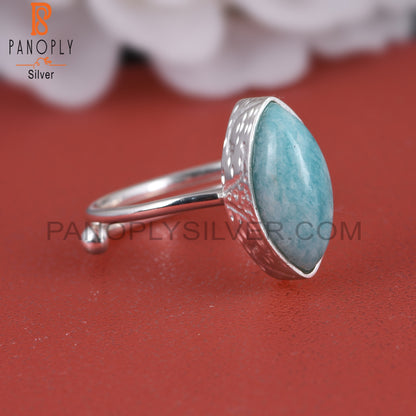 Amazonite Marquise Openable 925 Sterling Silver Ring