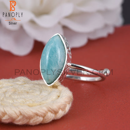 Amazonite Marquise Openable 925 Sterling Silver Ring