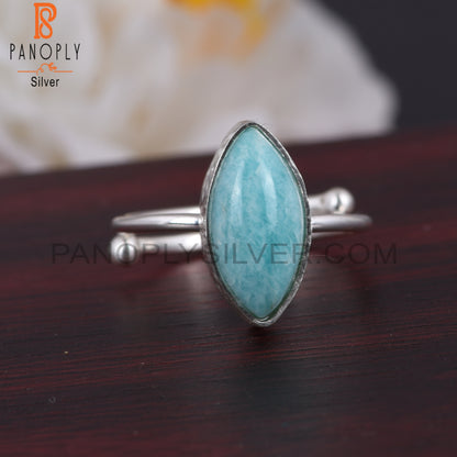 Amazonite Marquise Openable 925 Sterling Silver Ring