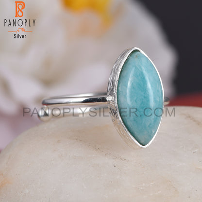 Amazonite Marquise Openable 925 Sterling Silver Ring